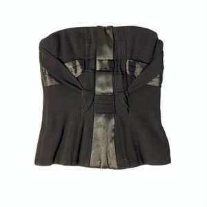 BCBGMAXAZRIA Weave Knit Black Bustier Top